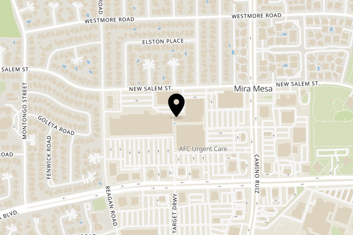 Map showing the location of Pista House (Biriyani-Haleem-Kababs) on 8240 Mira Mesa Blvd unit E in San Diego